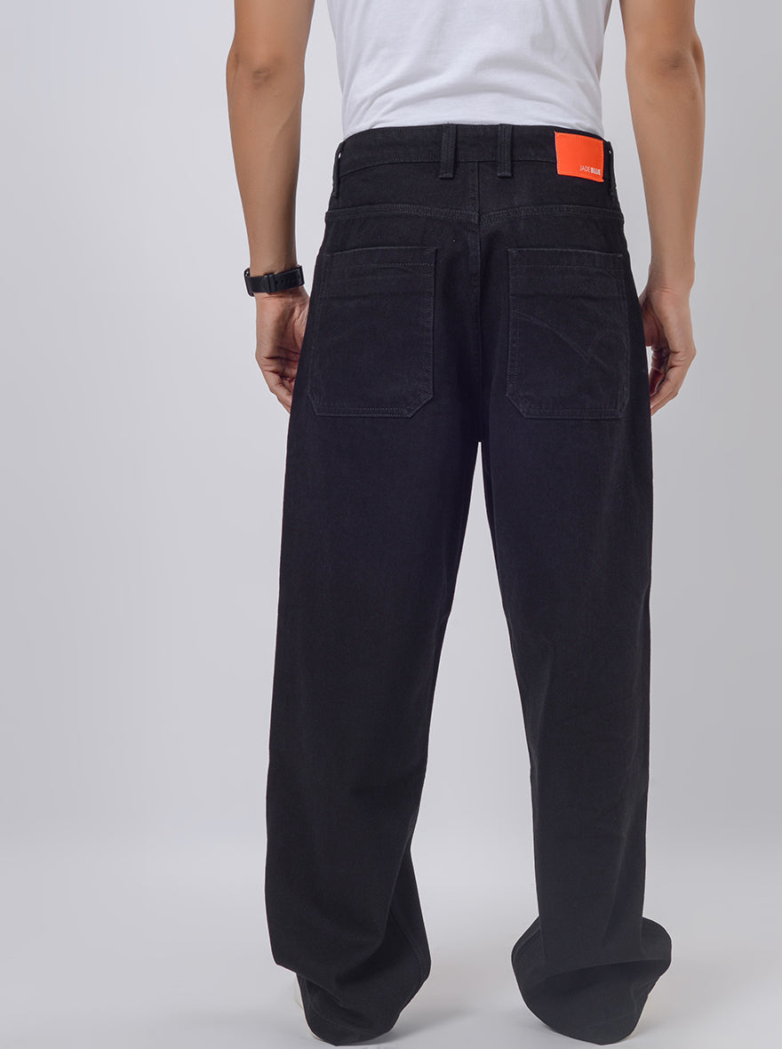 Raw Black Washed Relax Fit Baggy Denim | JadeBlue