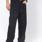 Jet Black Washed Relax Fit Baggy Denim | JadeBlue