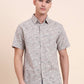 Grey Printed Slim Fit Casual Shirt | Greenfibre