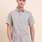 Grey Printed Slim Fit Casual Shirt | Greenfibre