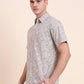 Grey Printed Slim Fit Casual Shirt | Greenfibre