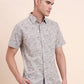 Grey Printed Slim Fit Casual Shirt | Greenfibre