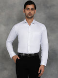 White Printed Slim Fit Formal Shirt | GreenFibre
