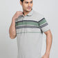 Grey Striped REGULAR FIT Polo T-Shirt | Greenfibre