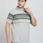 Grey Striped REGULAR FIT Polo T-Shirt | Greenfibre