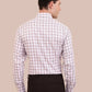 White & Pink Checked Regular Fit Formal Shirt | Greenfibre
