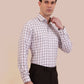 White & Pink Checked Regular Fit Formal Shirt | Greenfibre