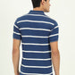 Navy Blue & White Striped Slim Fit Polo T-Shirt | Greenfibre