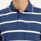 Navy Blue & White Striped Slim Fit Polo T-Shirt | Greenfibre