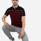 Maroon & Navy Blue Striped Slim Fit Polo T-Shirt | Greenfibre