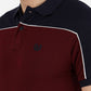 Maroon & Navy Blue Striped Slim Fit Polo T-Shirt | Greenfibre