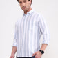 Blue & White Striped Slim Fit Casual Shirt | Greenfibre