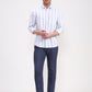 Blue & White Striped Slim Fit Casual Shirt | Greenfibre