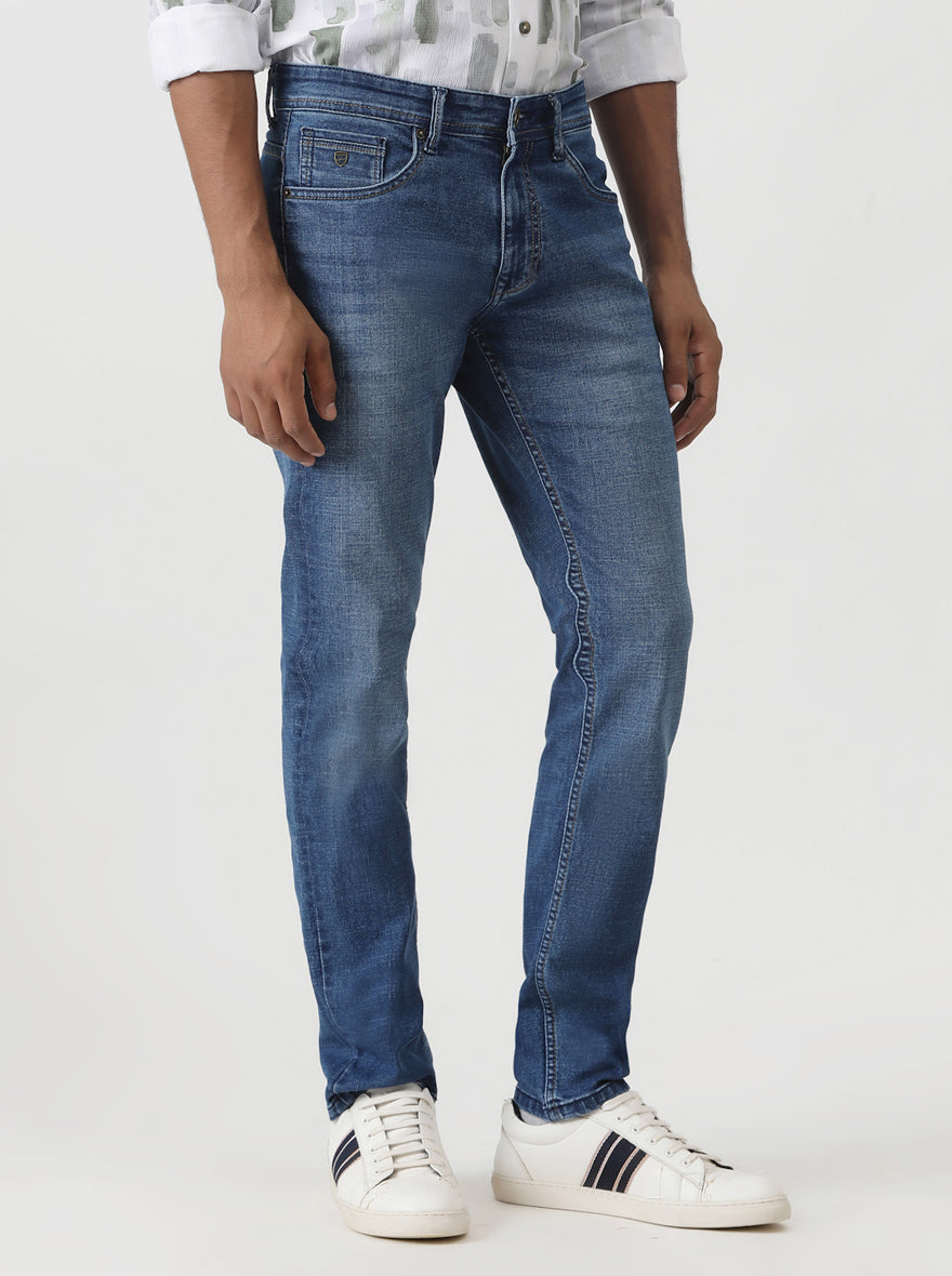 Blue Washed Slim Fit Jeans | Greenfibre