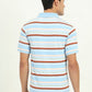 Sky Blue & Brown Striped Slim Fit Polo T-Shirt | Greenfibre