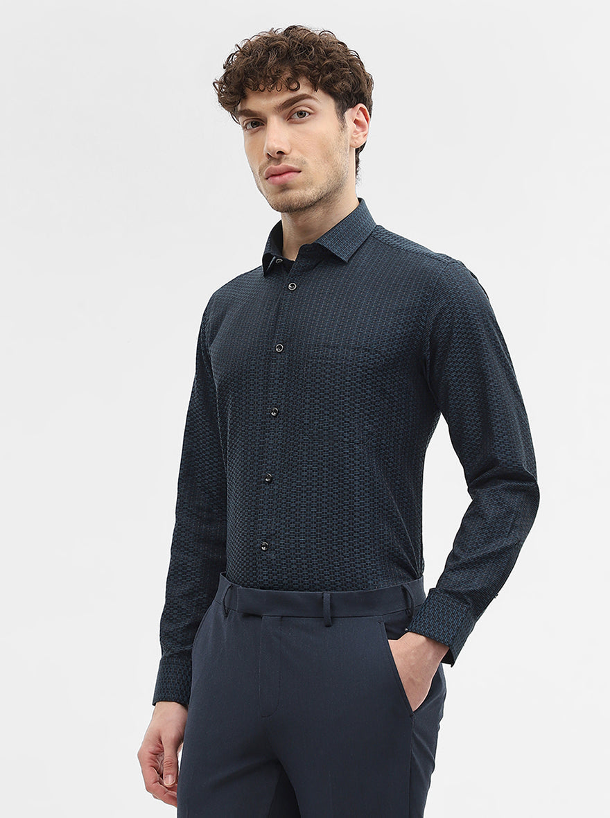 Peacock Solid Slim Fit Party Wear Shirt | Greenfibre