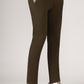 Olive Brown Solid Super Slim Fit Casual Trouser | Greenfibre