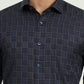 Dark Blue & Olive Checked Regular Fit Formal Shirt | Greenfibre