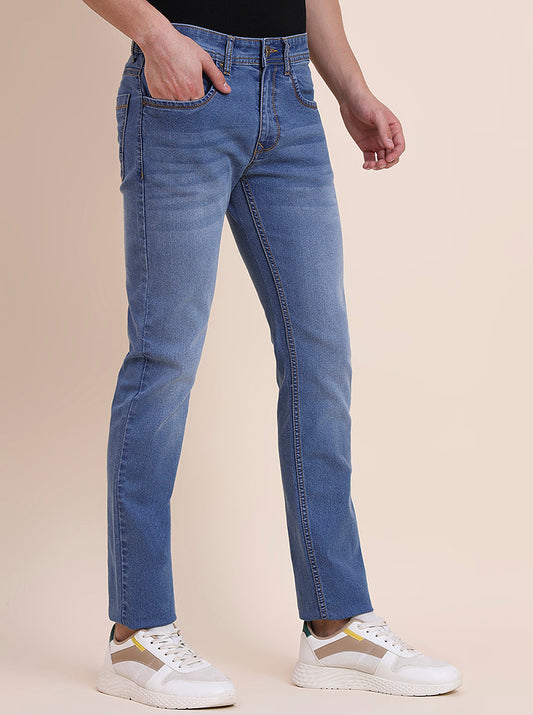River Indigo Blue Solid Narrow Fit Jeans | Greenfibre