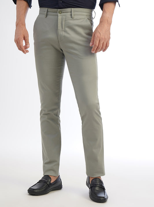 Light Green Solid Super Slim Fit Casual Trouser | Greenfibre