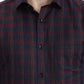 Maroon Checked Slim Fit Formal Shirt | Greenfibre