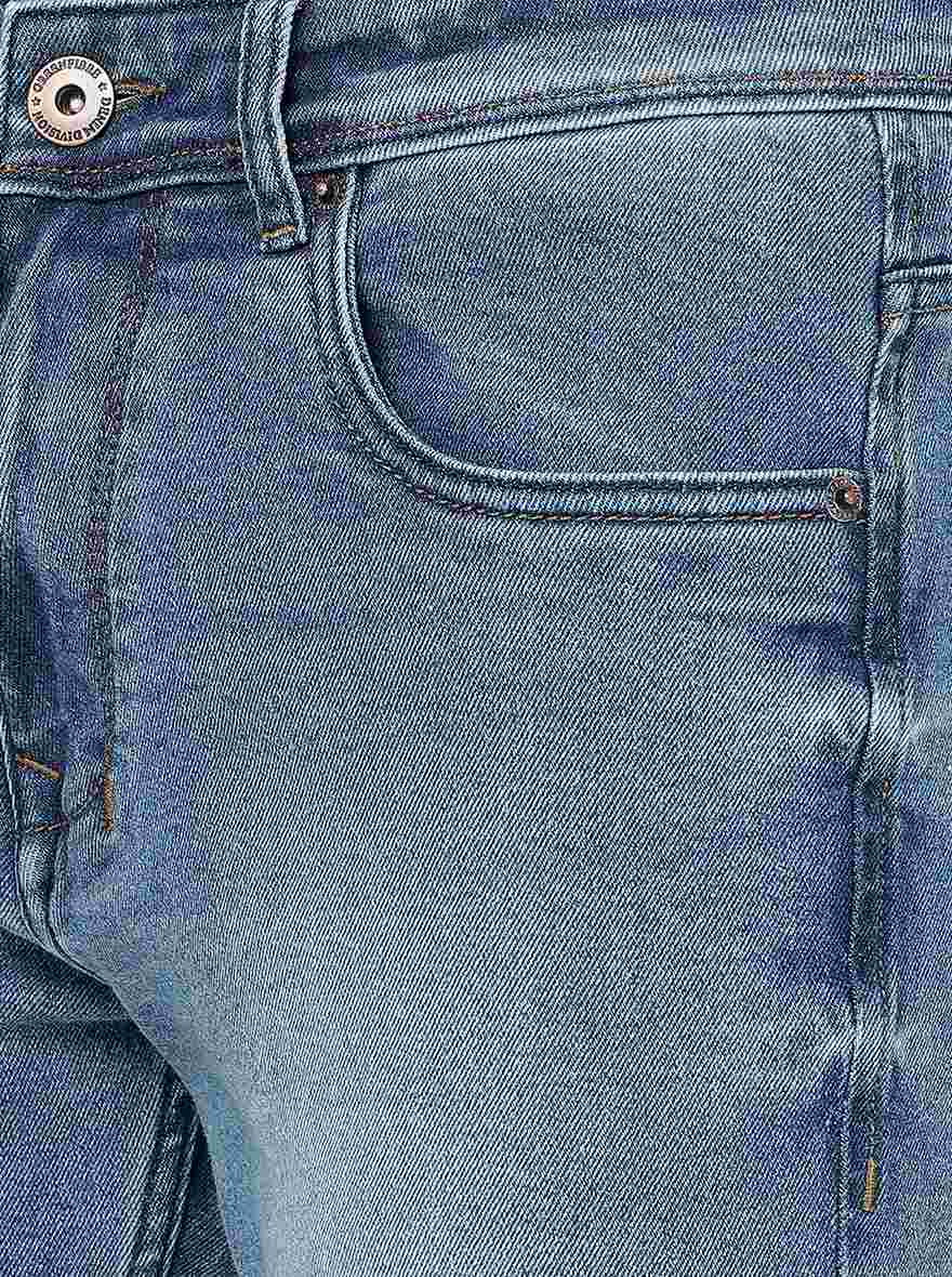 Mid Blue Solid Straight Fit Jeans | Greenfibre