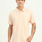 Peach Printed Slim Fit Polo T-Shirt | Greenfibre