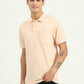 Peach Printed Slim Fit Polo T-Shirt | Greenfibre