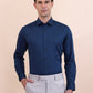 Peacock Blue Solid Slim Fit Party Wear Shirt | Greenfibre
