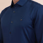 Peacock Blue Solid Slim Fit Party Wear Shirt | Greenfibre