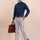 Peacock Blue Solid Slim Fit Party Wear Shirt | Greenfibre