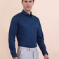 Peacock Blue Solid Slim Fit Party Wear Shirt | Greenfibre