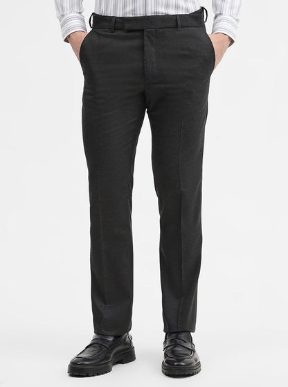 Charcoal Grey Solid Slim Fit Formal Trouser | Greenfibre