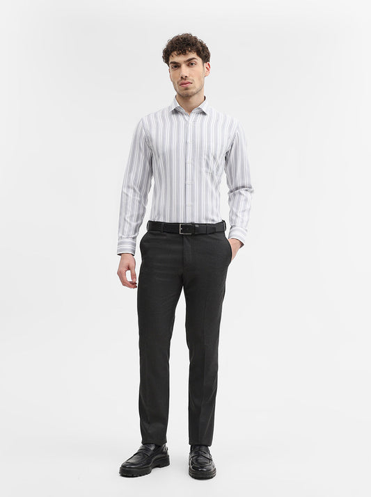 Charcoal Grey Solid Slim Fit Formal Trouser | Greenfibre