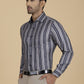 Navy Blue Striped Slim Fit Formal Shirt | Greenfibre