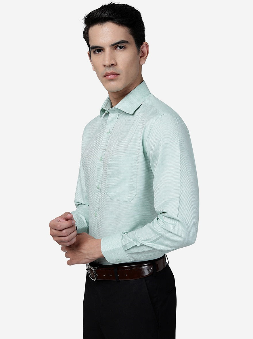 Green Solid Slim Fit Formal Shirt | Greenfibre