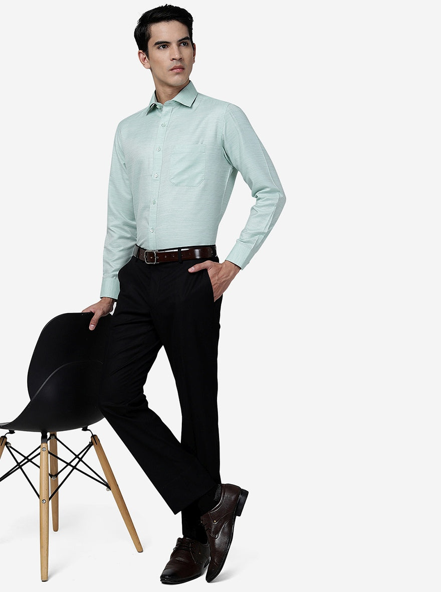 Green Solid Slim Fit Formal Shirt | Greenfibre