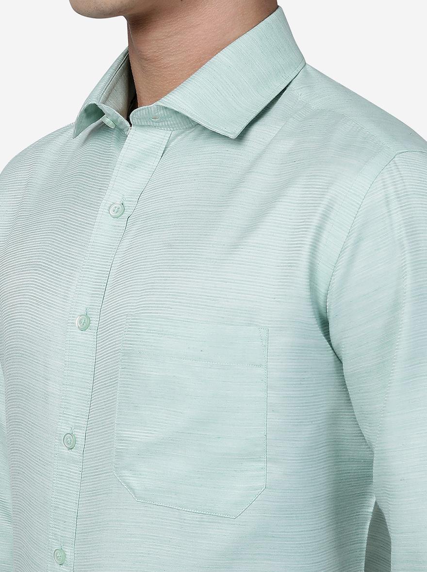 Green Solid Slim Fit Formal Shirt | Greenfibre