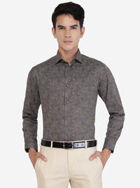 Black Printed Slim fit Formal Shirt | Greenfibre