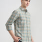 Light Green Checked Slim Fit Casual Shirt | Greenfibre