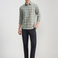 Light Green Checked Slim Fit Casual Shirt | Greenfibre
