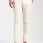 Cream Solid Super Slim Fit Casual Trouser | Greenfibre