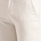 Cream Solid Super Slim Fit Casual Trouser | Greenfibre
