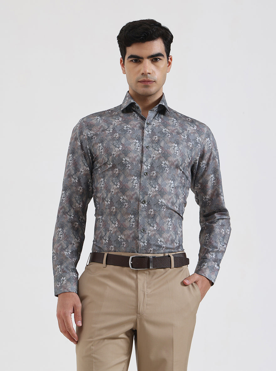 Green Printed Slim Fit Party Wear Shirt | Greenfibre