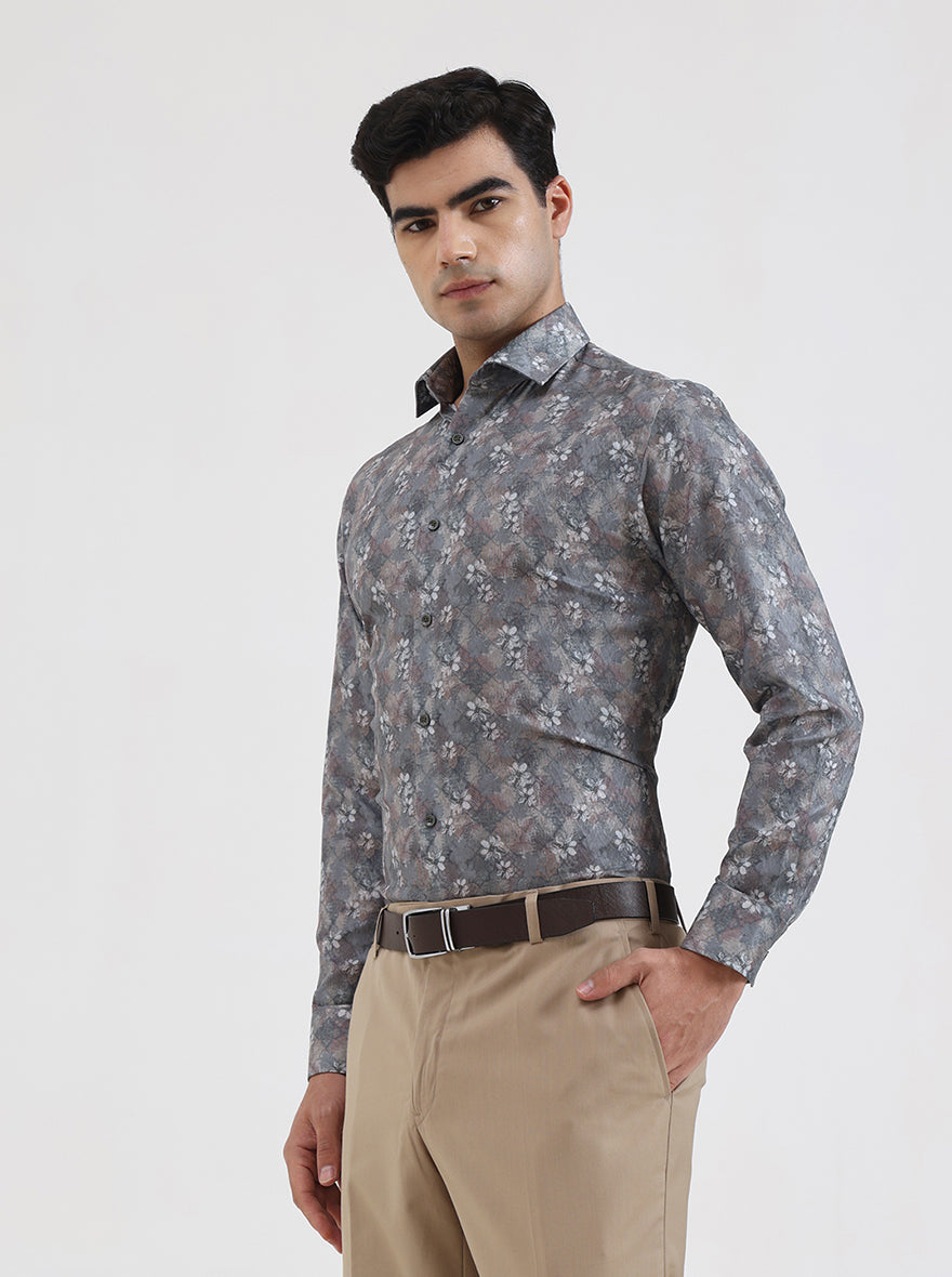 Green Printed Slim Fit Party Wear Shirt | Greenfibre