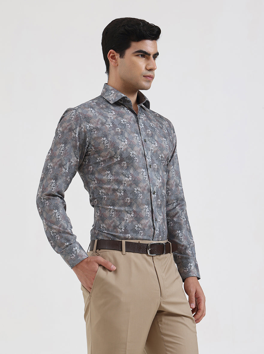 Green Printed Slim Fit Party Wear Shirt | Greenfibre