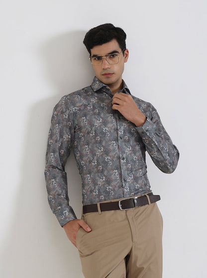 Green Printed Slim Fit Party Wear Shirt | Greenfibre