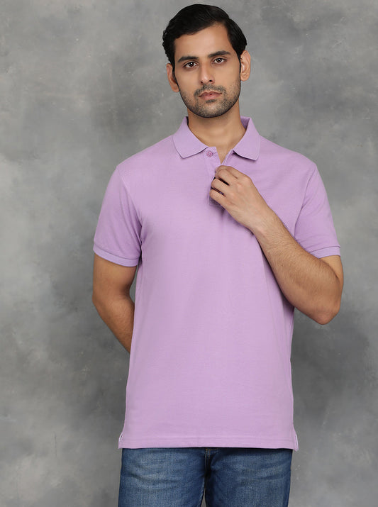 Violet Solid Slim Fit Polo T-Shirt | GreenFibre