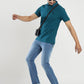 Blue Solid Slim Fit Polo T-Shirt | Greenfibre