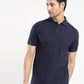 Navy Blue Solid Slim Fit Polo T-Shirt | Greenfibre